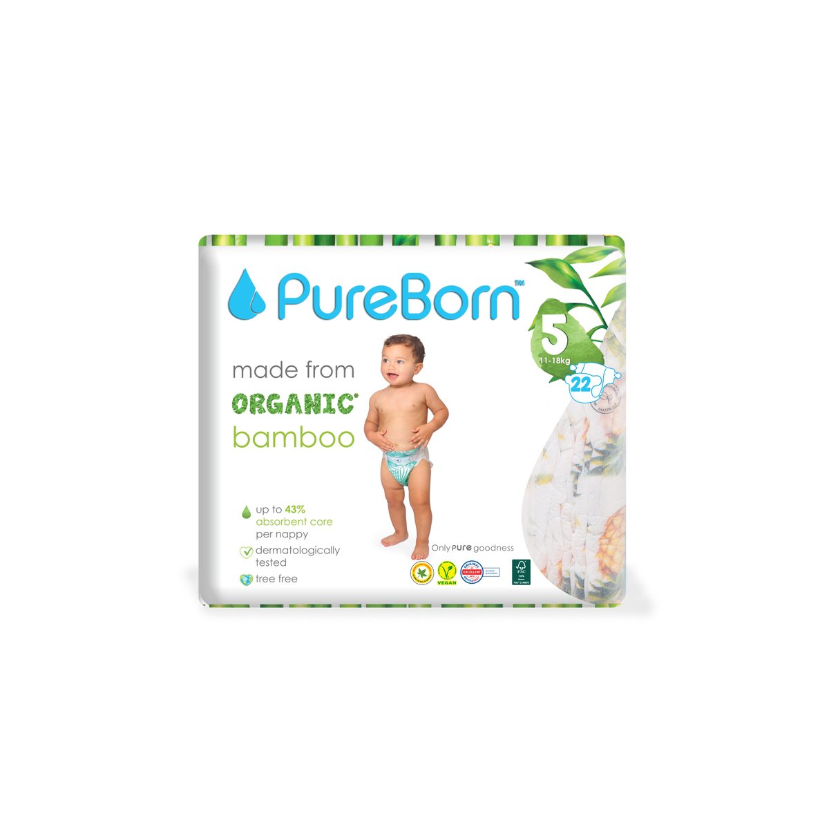 Pure Born Organic Bamboo Diaper 5  22pcs (Sold Separately Subject to Availability)