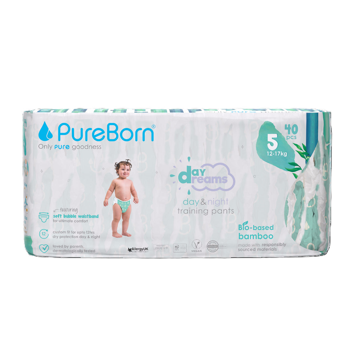PureBorn Organic Bamboo Day Dream Diaper Pants Size 5 Pack of 40