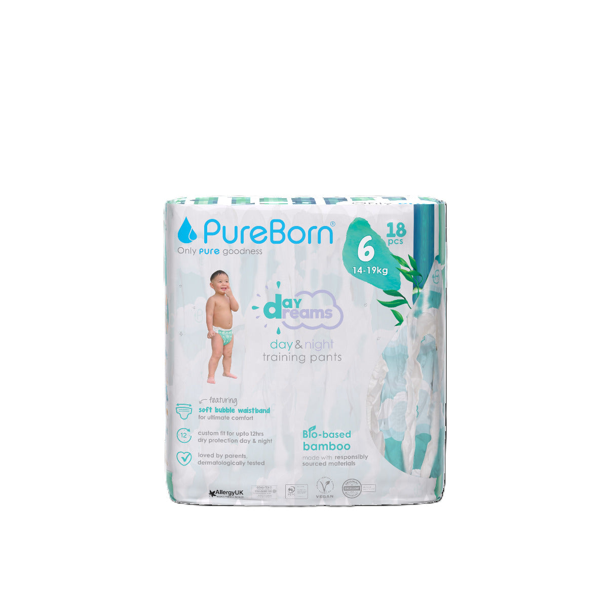 PureBorn Organic Bamboo Day Dream Diaper Pants Size 6 Pack of 18