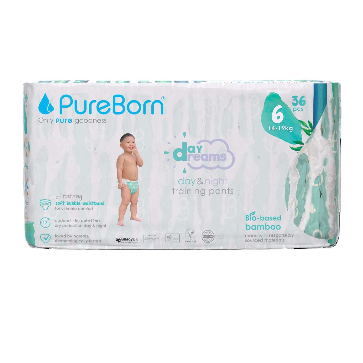 PureBorn Organic Bamboo Day Dream Diaper Pants Size 6 Pack of 36