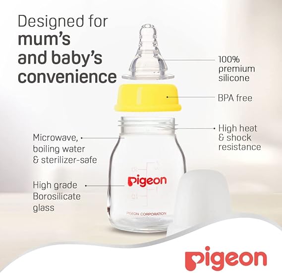 Pigeon Glass Baby Bottle 50ml White