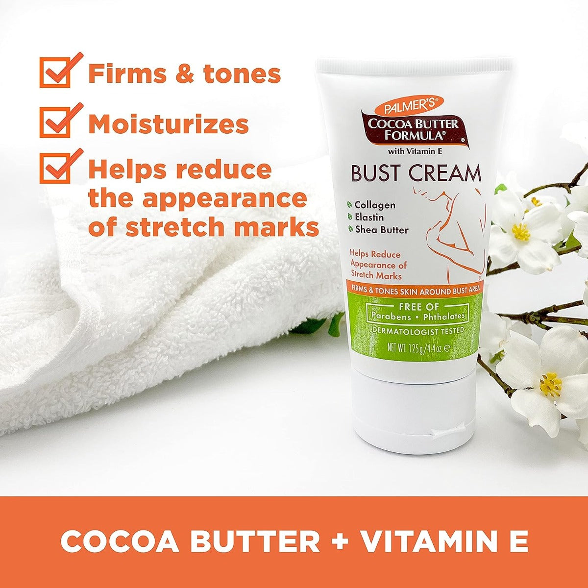 Palmers Cocoa Butter Formula Bust Cream for Pregnancy Skin Care with Vitamin E 125g
