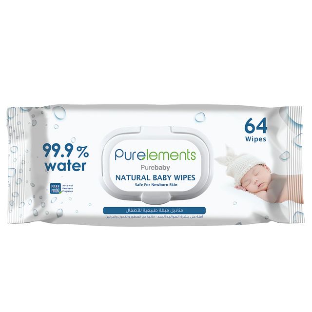 Purelements Natural 99.9% Water Wipes 64pcs