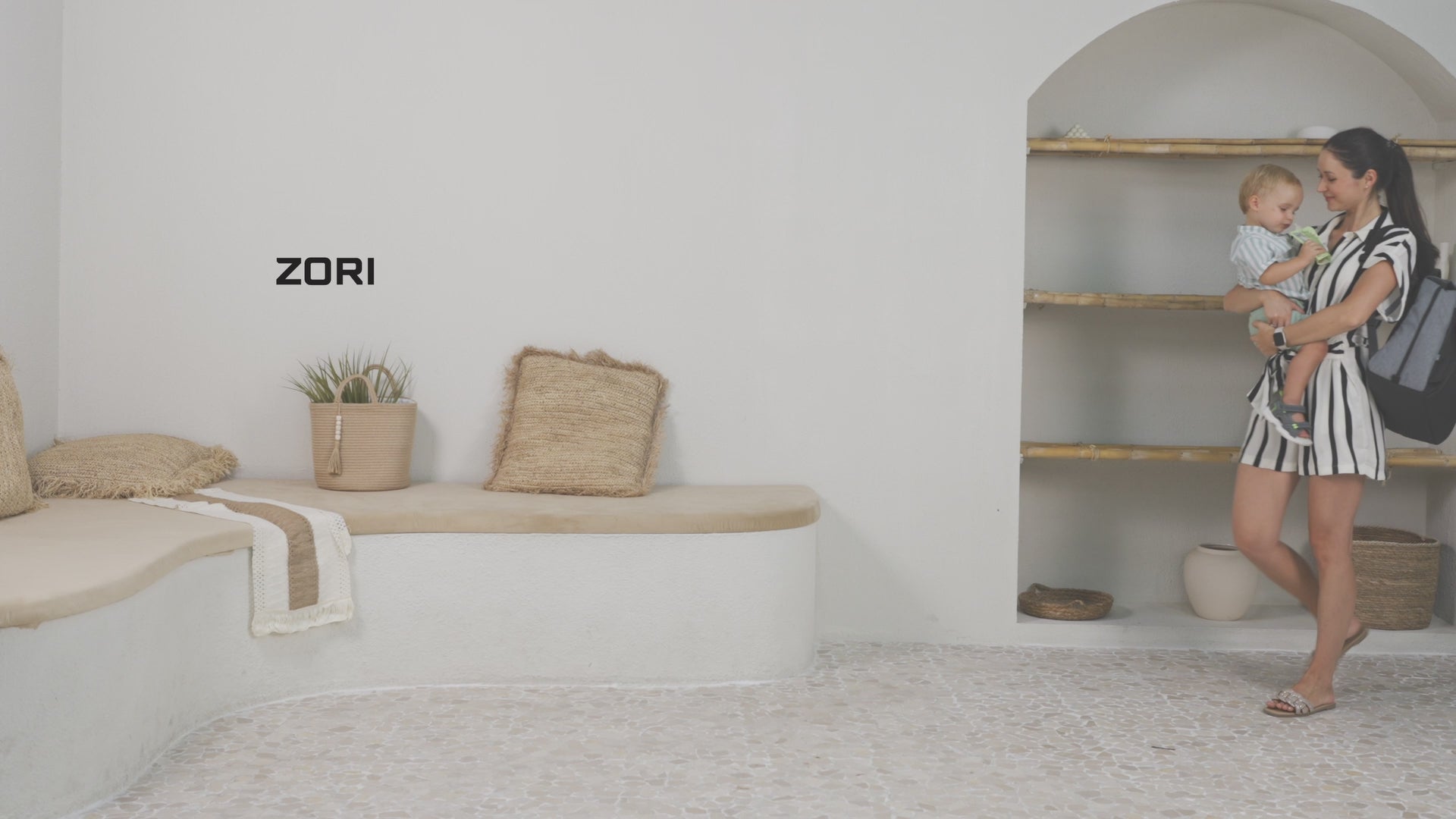 Neobreez Zori Diaper Backpack 7pc Set with Changing Mat Wet Bag and Pouches Sand