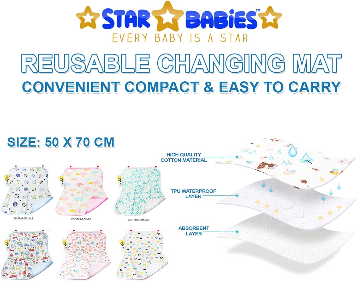 Star Babies Reusable Chanigng Mat Pink