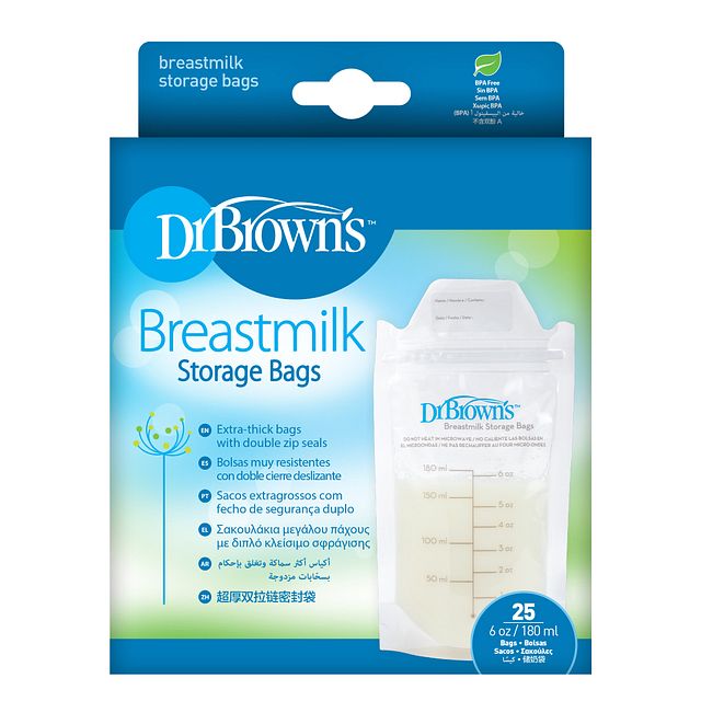 Dr Brown Breastmilk Storage Bag (6 Oz / 180 Ml), 25-Pack