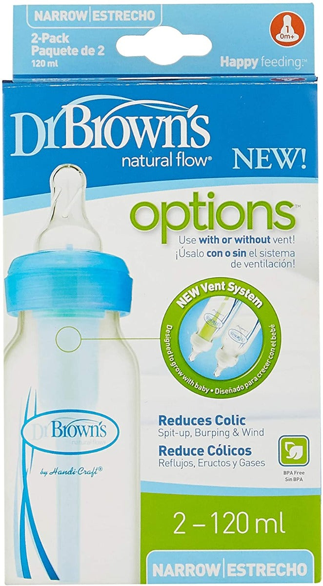 Dr.Browns 4 Oz/120 Ml Pp Narrow Options+ Bottle Blue  2 Pack