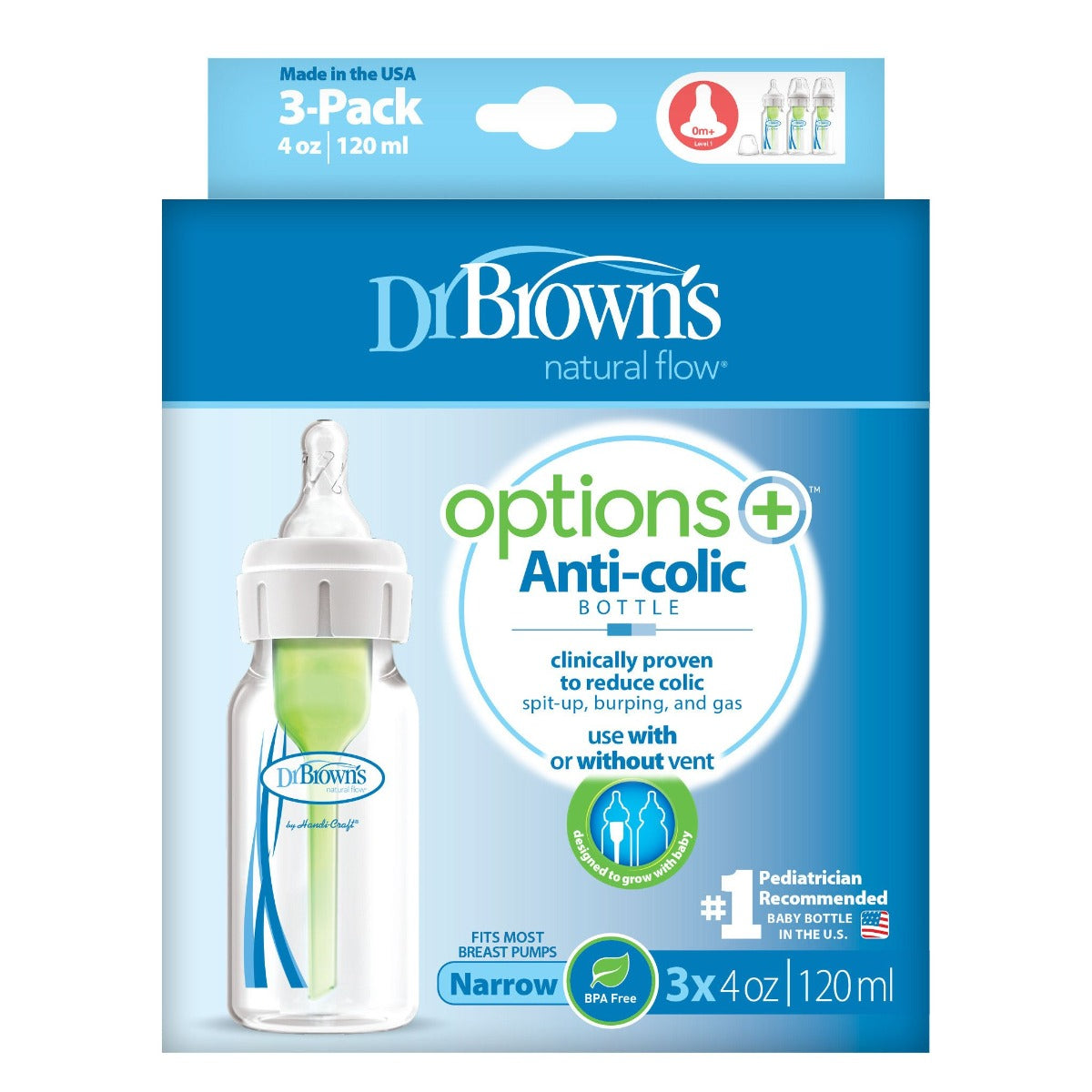 Dr.Browns 4 Oz/120 Ml Pp Narrow Options+ Bottle  3 Pack