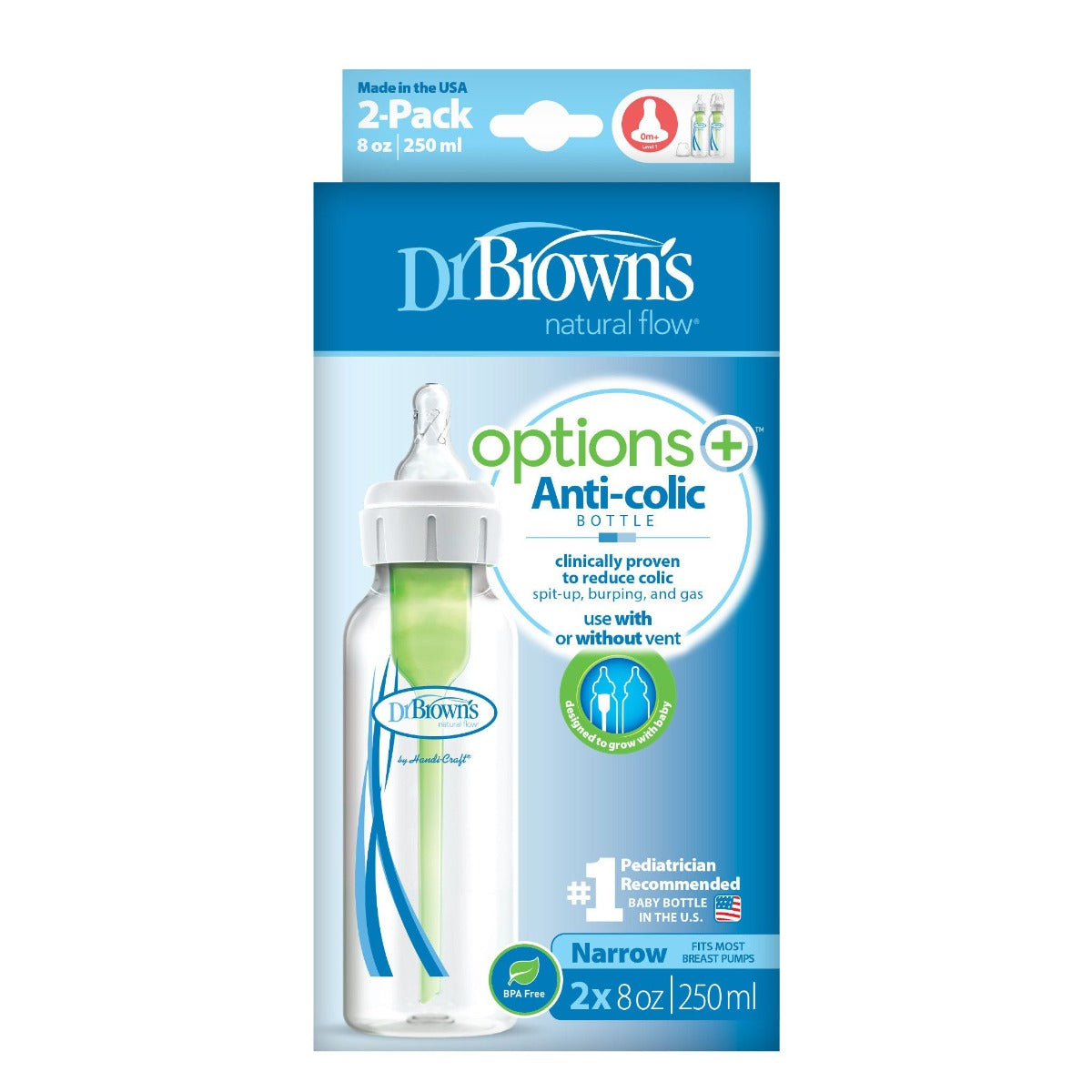Dr.Browns 8 Oz/250 Ml Pp Narrow Options+ Bottle  2 Pack