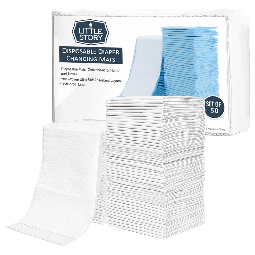 Little Story -Disposable Diaper Changing Mats - Pack Of 50Pcs - White