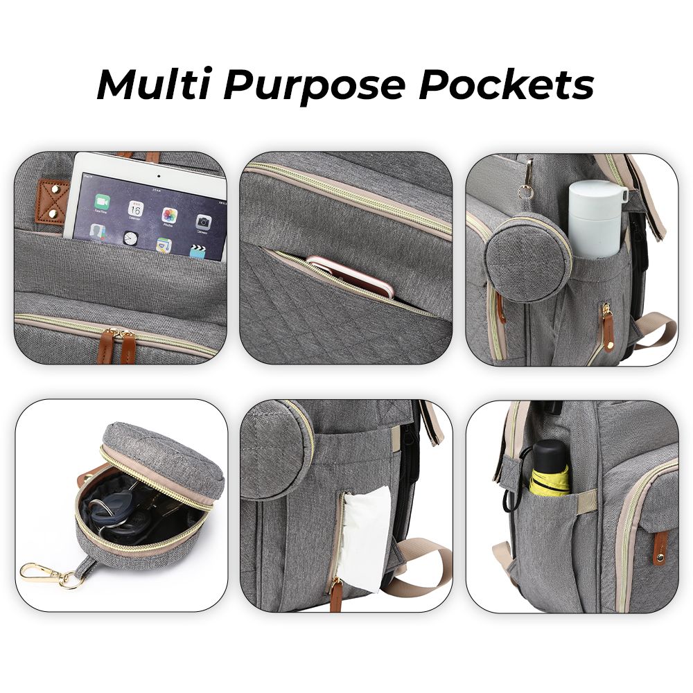 Little Story Diaper Bag W/T Pacifier Pouch - Grey
