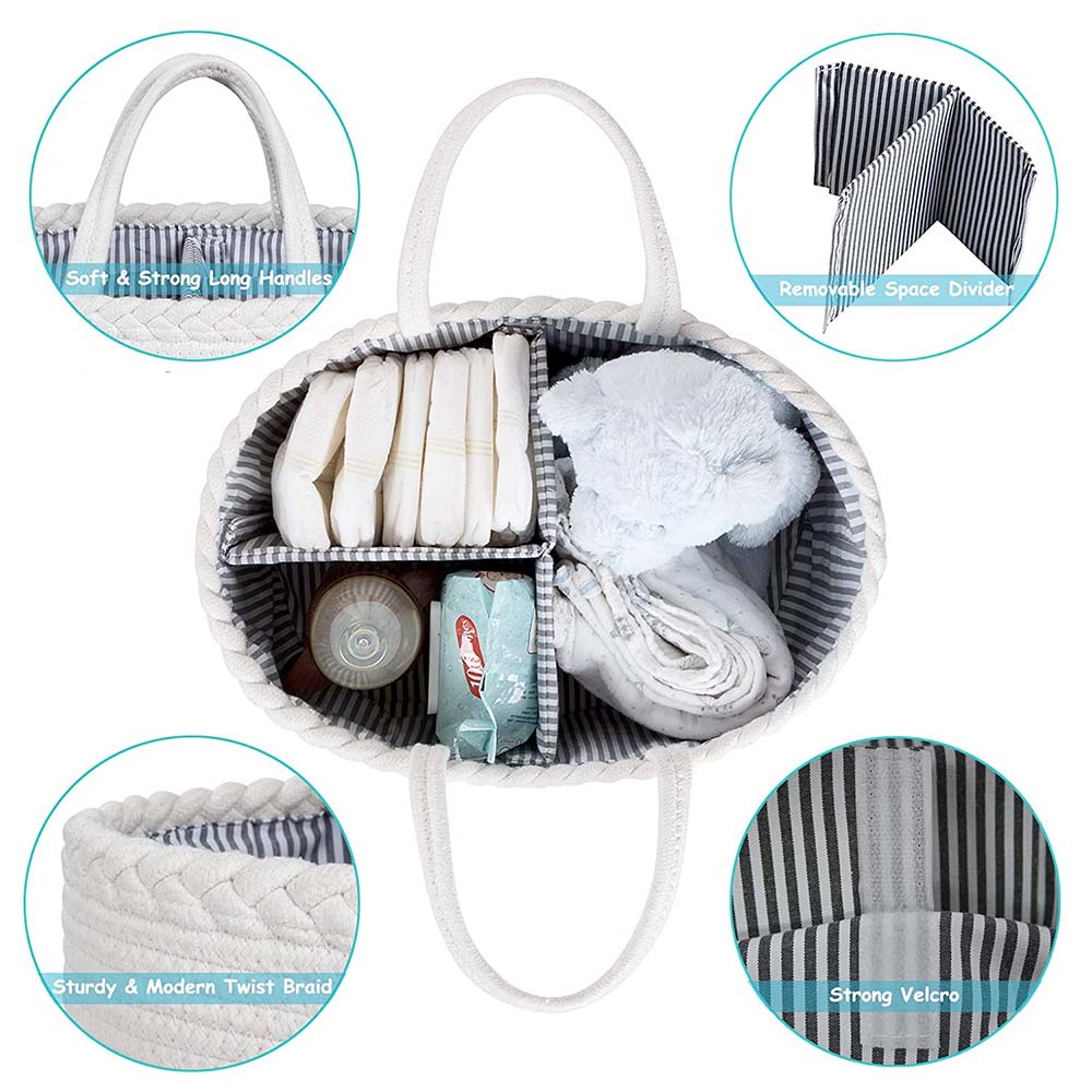Little Story Cotton Rope Diaper Caddy-Ivory