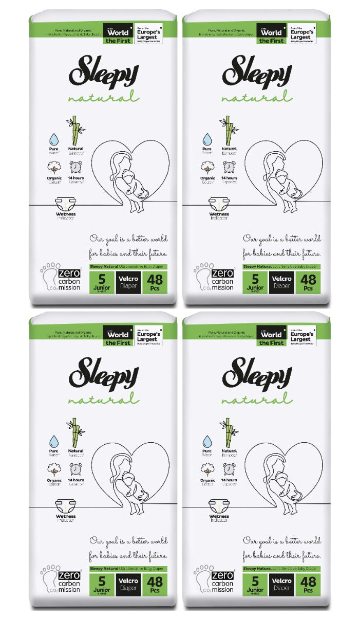 Sleepy Natural Velcro Diapers Size 5 192pcs 11-18kgs Eco Package