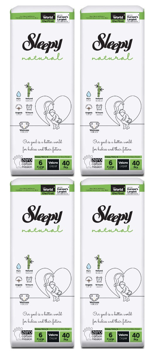 Sleepy Natural Velcro Diapers Size 6 160pcs 15-25kgs Eco Package