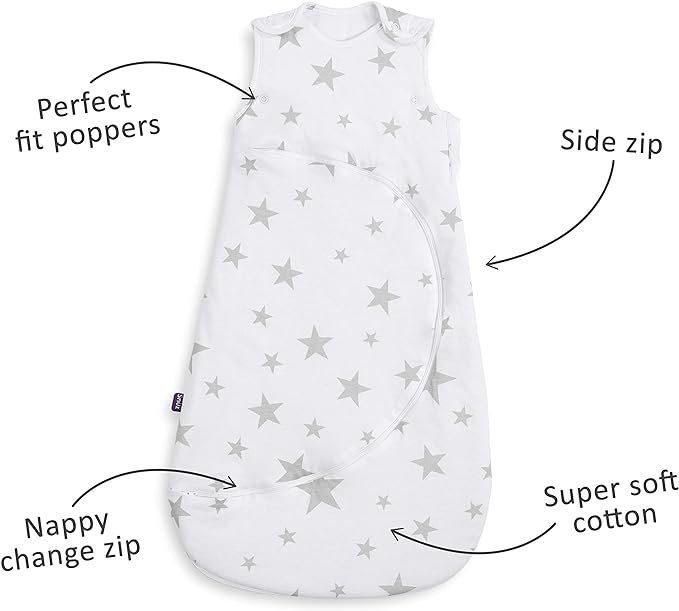 Snuz Pouch Sleeping Bag 2.5 Tog Grey Star 6 To 18 Months