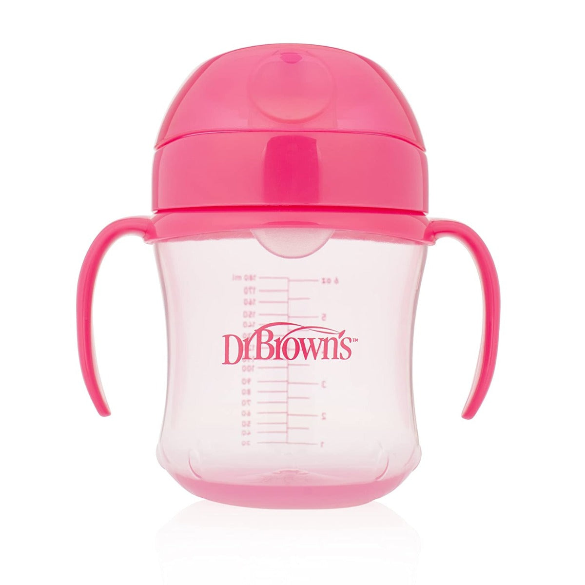 Dr.Browns 6 Oz/180 Ml Soft Spout Transition Cup W/ Handles Pink Deco 6M+ 1 Pack