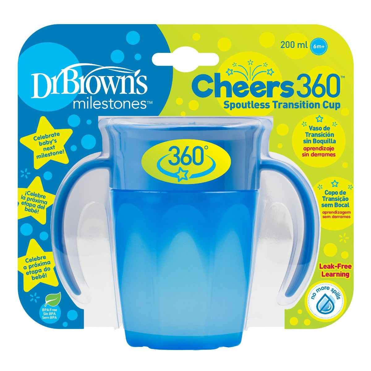 Dr Browns Cheers 360 Cup With Handles 250ml Blue 1 piece