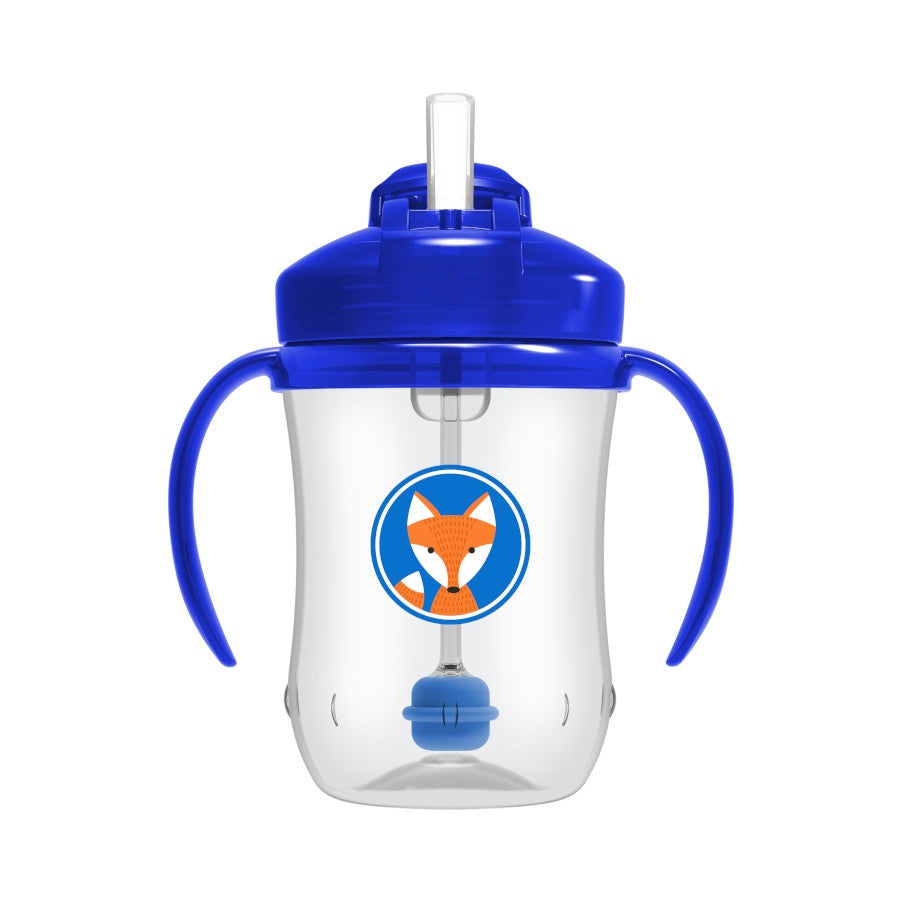 Dr.Browns 9 Oz/270 Ml Baby'S First Straw Cup W/ Handles Blue Deco 6M+ 1 Pack