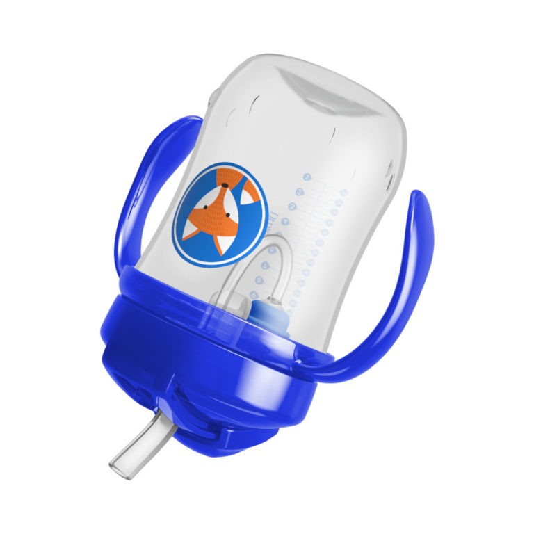 Dr.Browns 9 Oz/270 Ml Baby'S First Straw Cup W/ Handles Blue Deco 6M+ 1 Pack