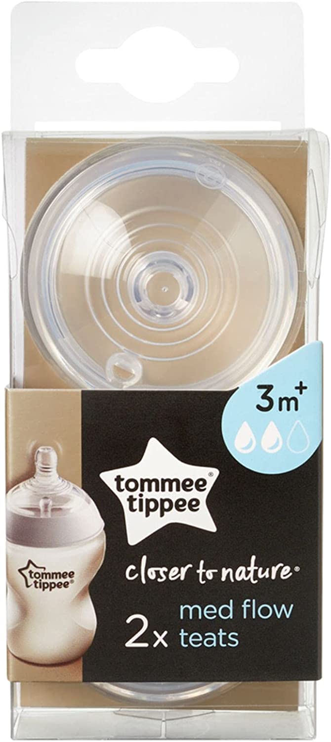 Tommee Tippee Closer To Nature Teats  Medium Flow X 2  Clear