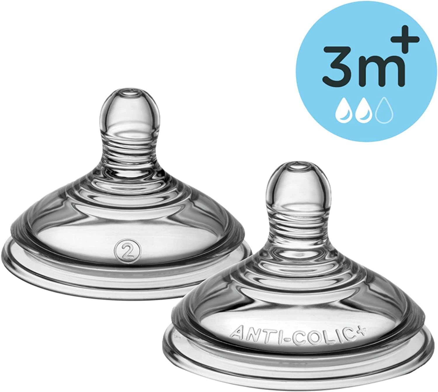 Tommee Tippee Closer To Nature Teats  Medium Flow X 2  Clear