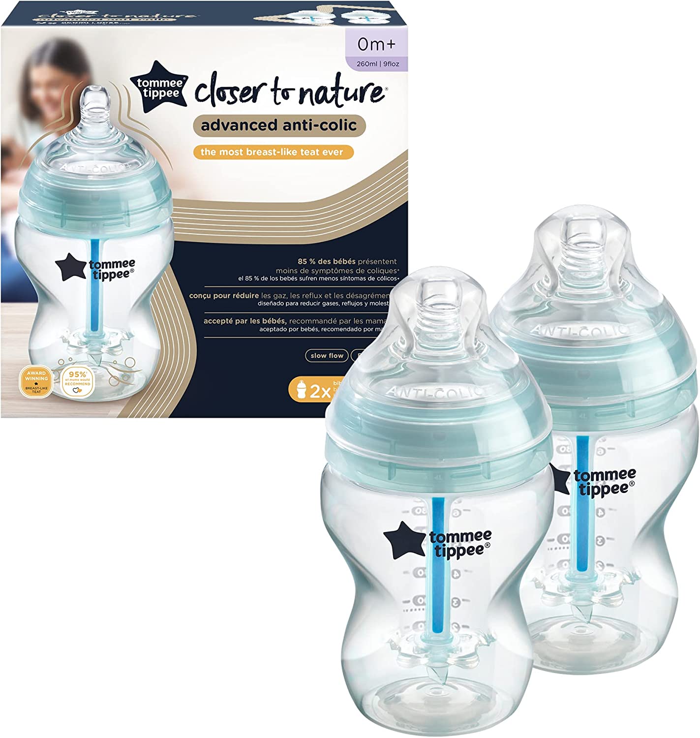 Tommee Tippee Advanced Anti Colic Feeding Bottle  260Ml X2 Blue