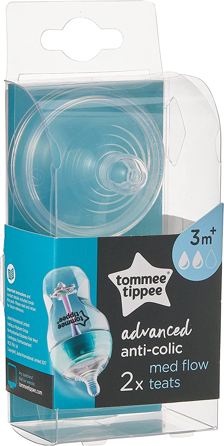 Tommee Tippee Advanced Anti Colic Teats  Medium Flow X 2 Clear