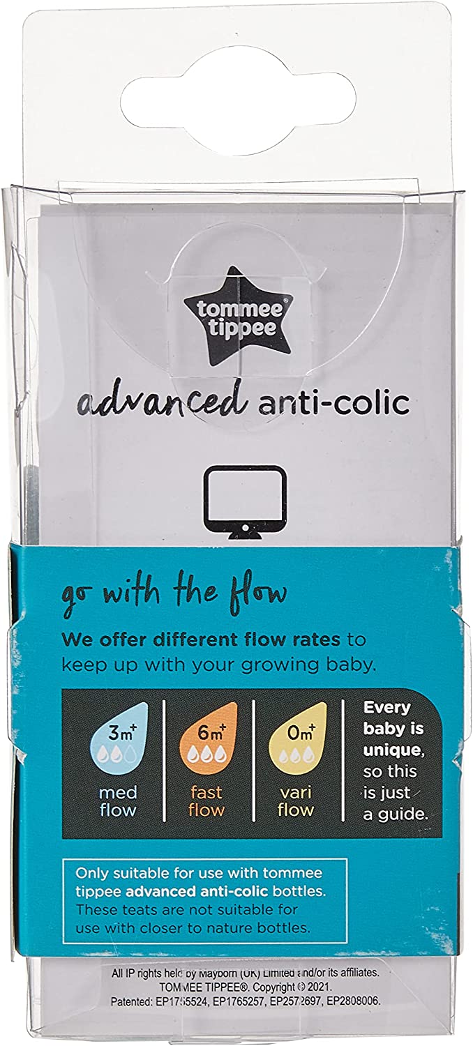 Tommee Tippee Advanced Anti Colic Teats  Medium Flow X 2 Clear