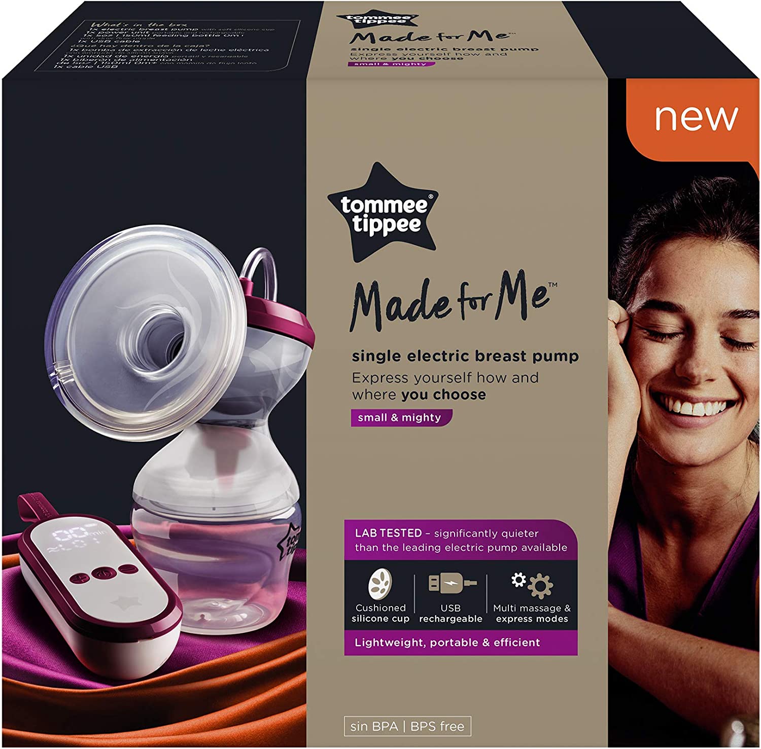 Tommee Tippee Made For Me Electric Breast Pump  Very Quiet Usb Rechargeable & Portable Unit With Massage & Express Modes