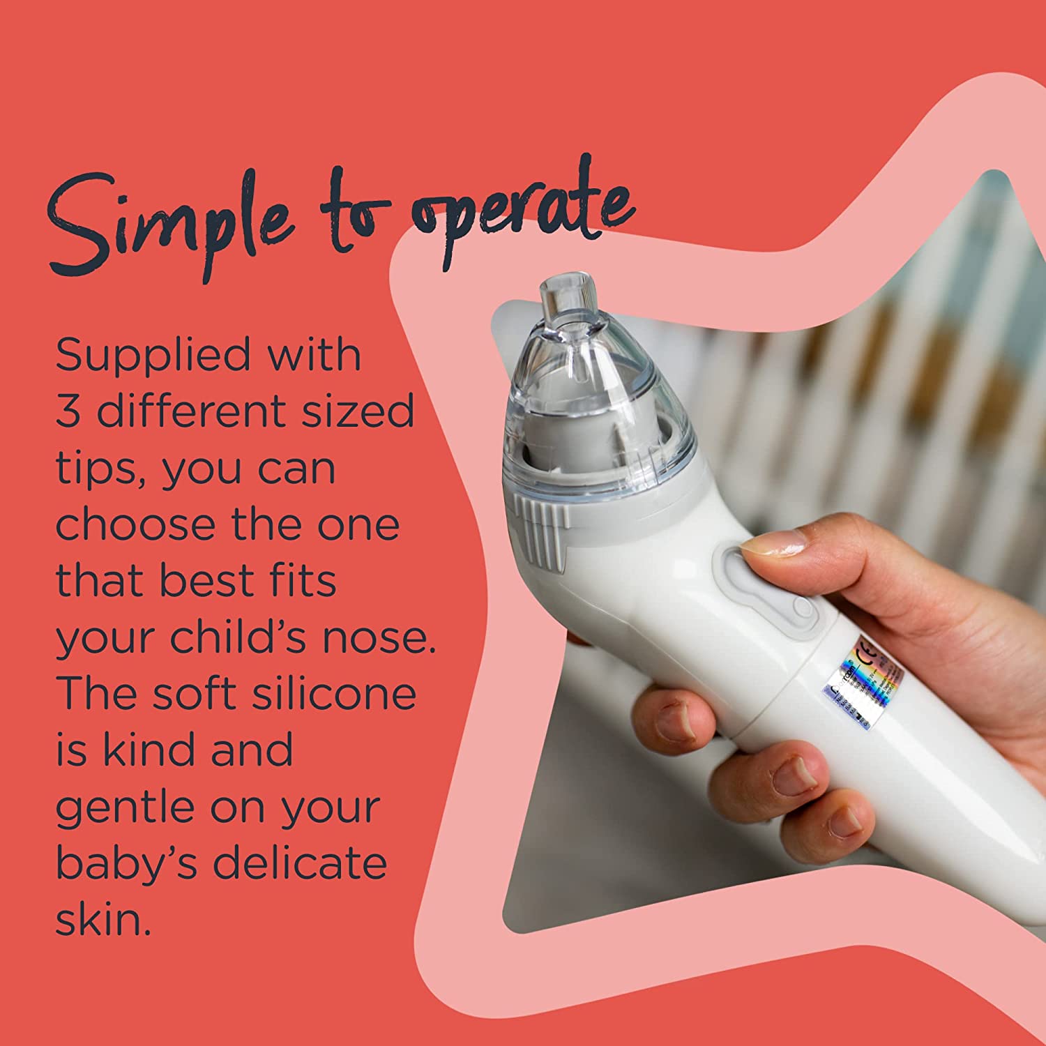 Tommee Tippee Battery Baby Nasal Aspirator For Relief From Nasal Congestion  0M+