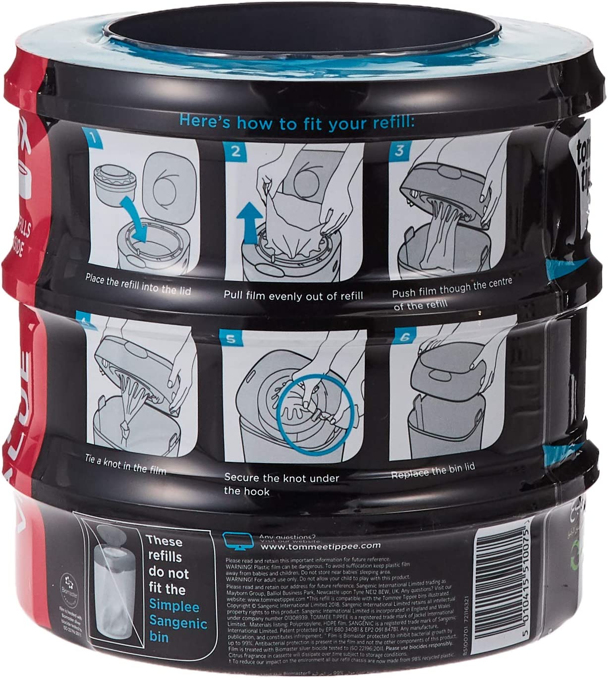 Tommee Tippee Sangenic Universal Cassette 3Pc