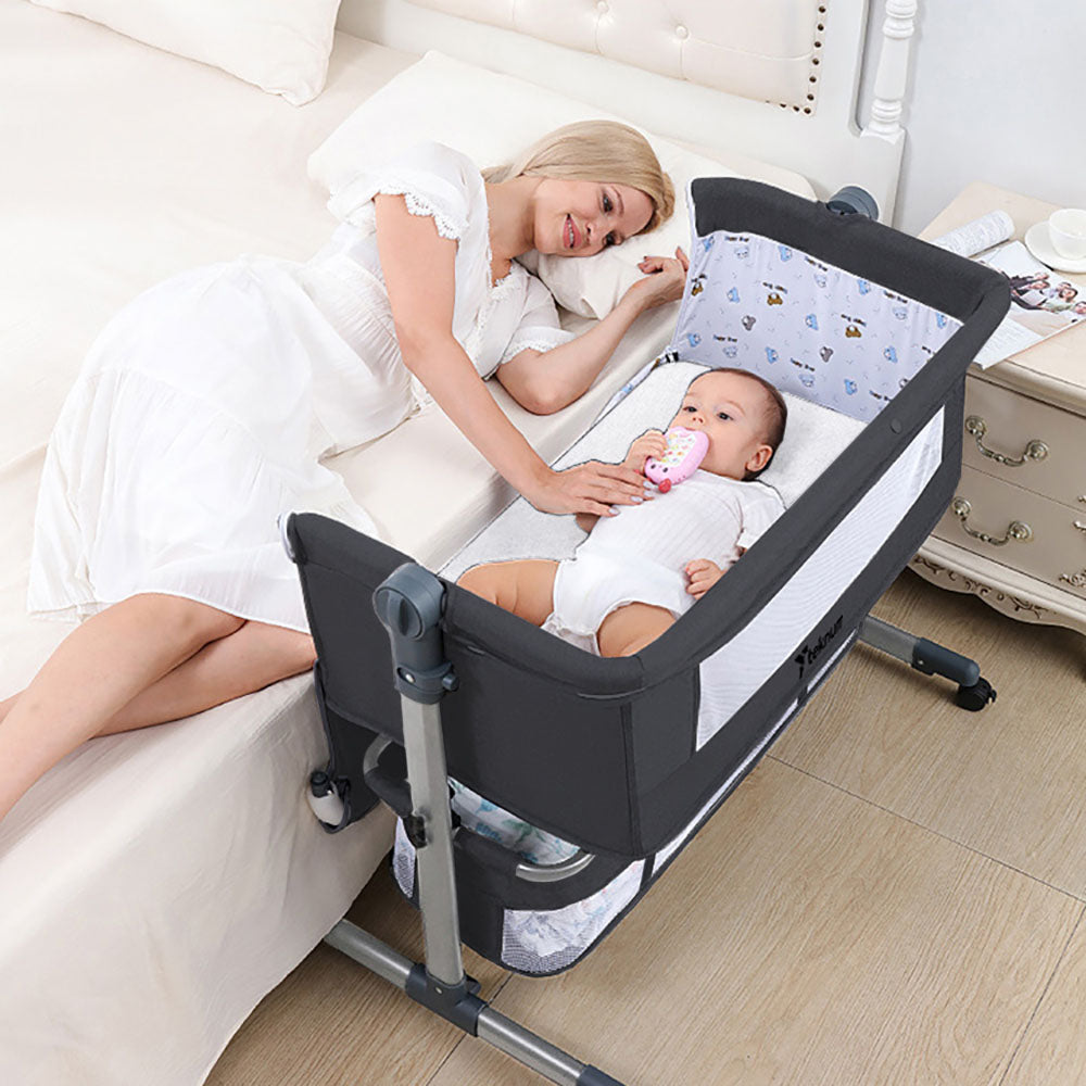 Teknum Bedside Crib - Dark Grey