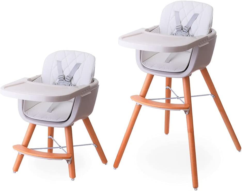 Teknum  Premium Dual Height Wooden High Chair White