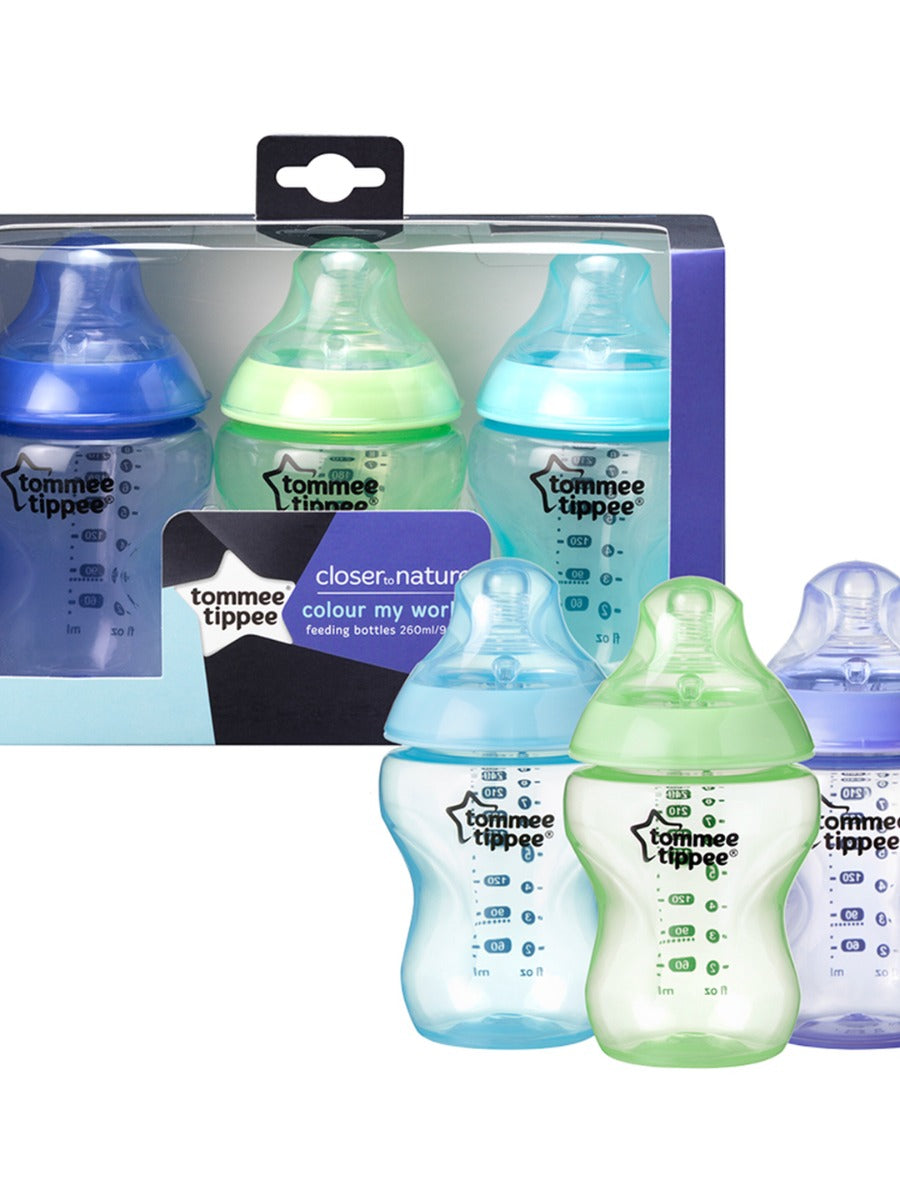 Tommee Tippee Closer to Nature Feeding Bottle 260ml x 3 Boy Plastic