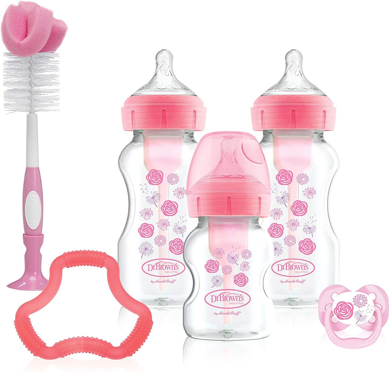 Dr Browns Wide Neck Pink Gift Set
