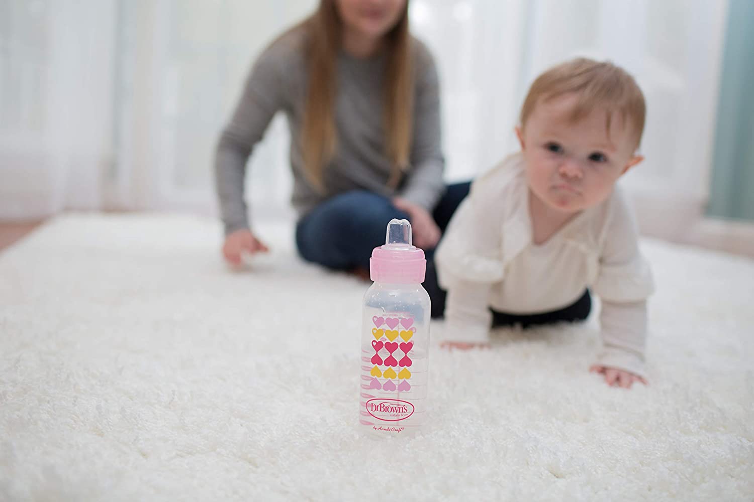 Dr.Browns 9 Oz/270 Ml Pp W N Options+ Pink Hearts Bottle W/ Sippy Spout +L3 Nipple In Bottle 1 Pack