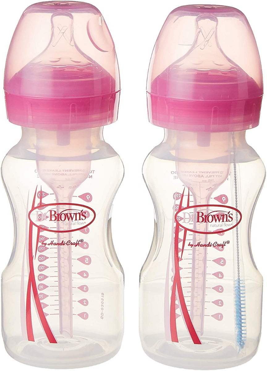 Dr.Browns 9 Oz/270 Ml Pp W N Options+ Bottle  Pink  2 Pack
