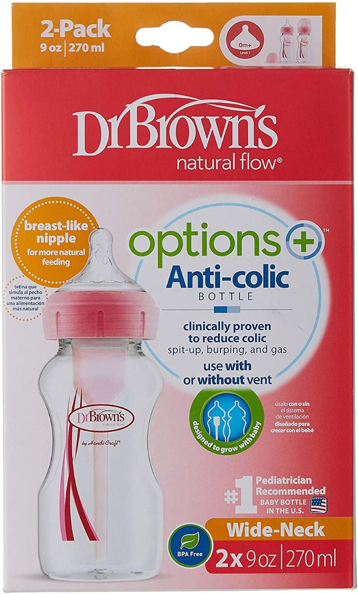 Dr.Browns 9 Oz/270 Ml Pp W N Options+ Bottle  Pink  2 Pack