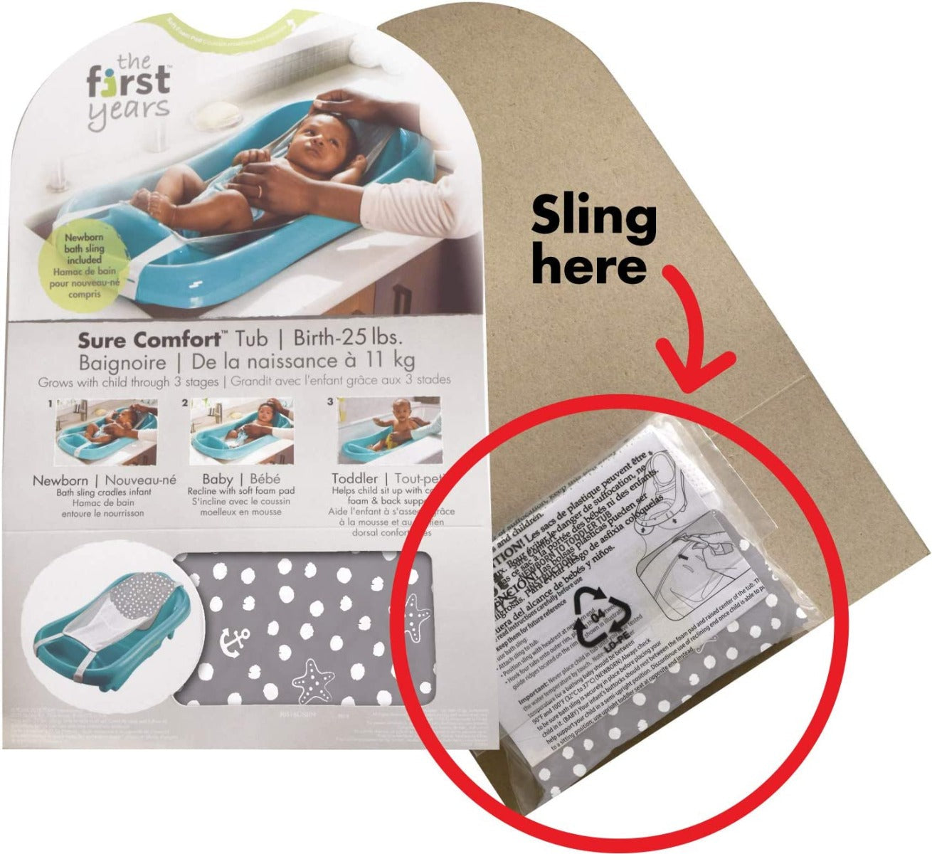 The First Years  Sure Comfort Tub Blue/Whale Sling