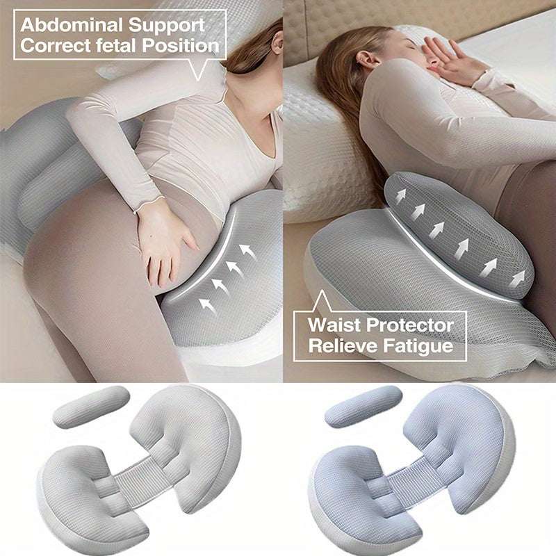 Adjustable Ergonomic Maternity Pillow for Side Sleeping Sky Blue