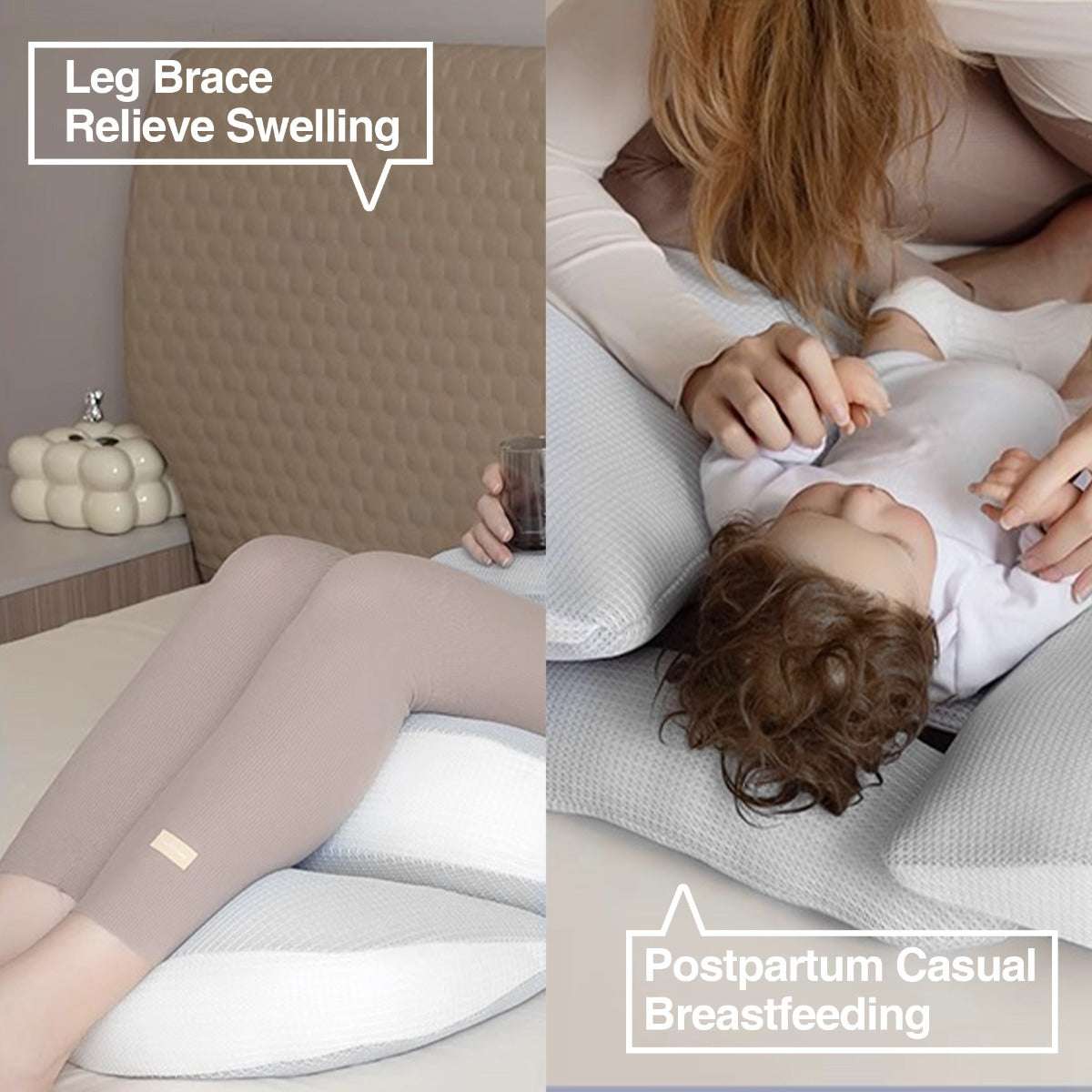 Adjustable Ergonomic Maternity Pillow for Side Sleeping Sky Blue