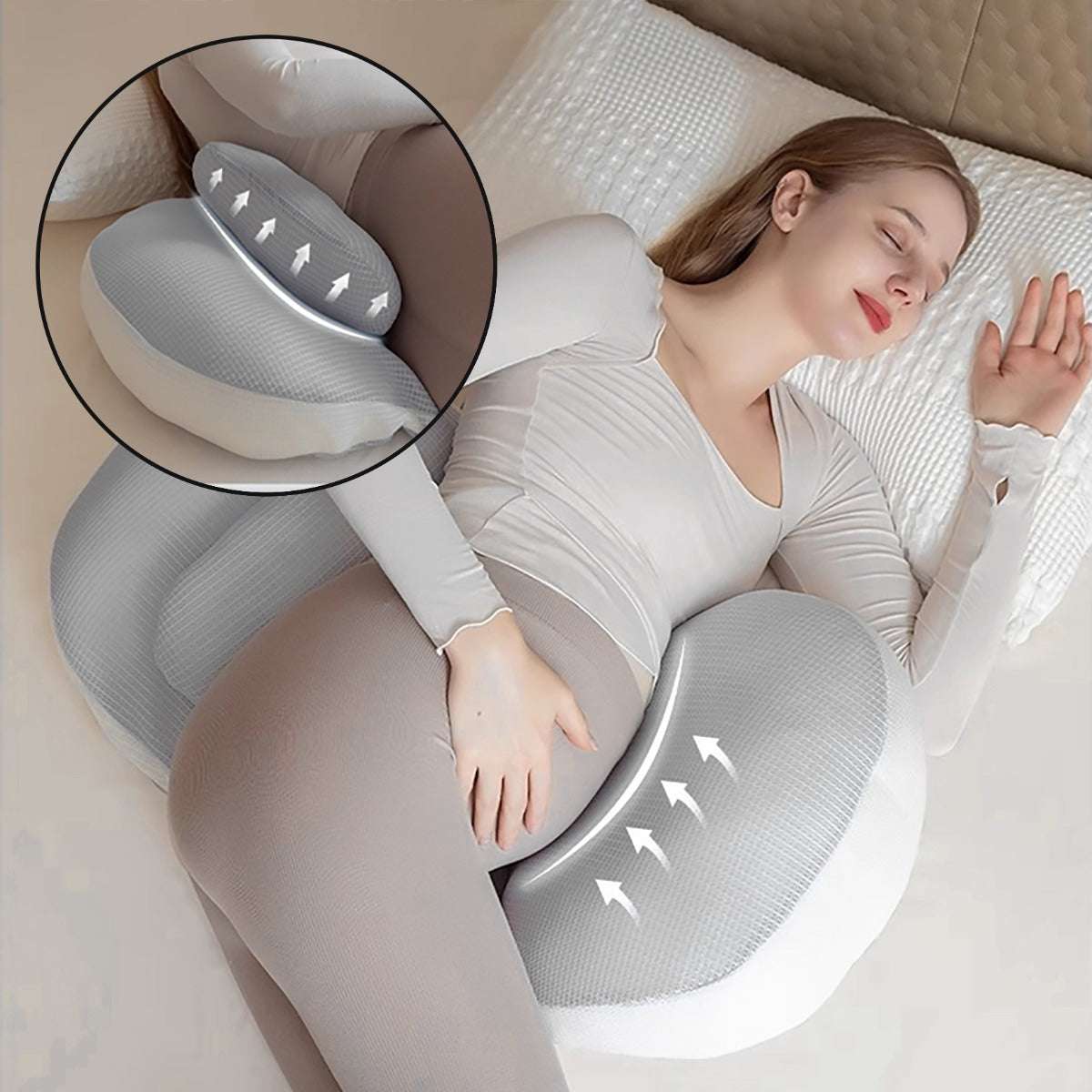 Adjustable Ergonomic Maternity Pillow for Side Sleeping Sky Blue