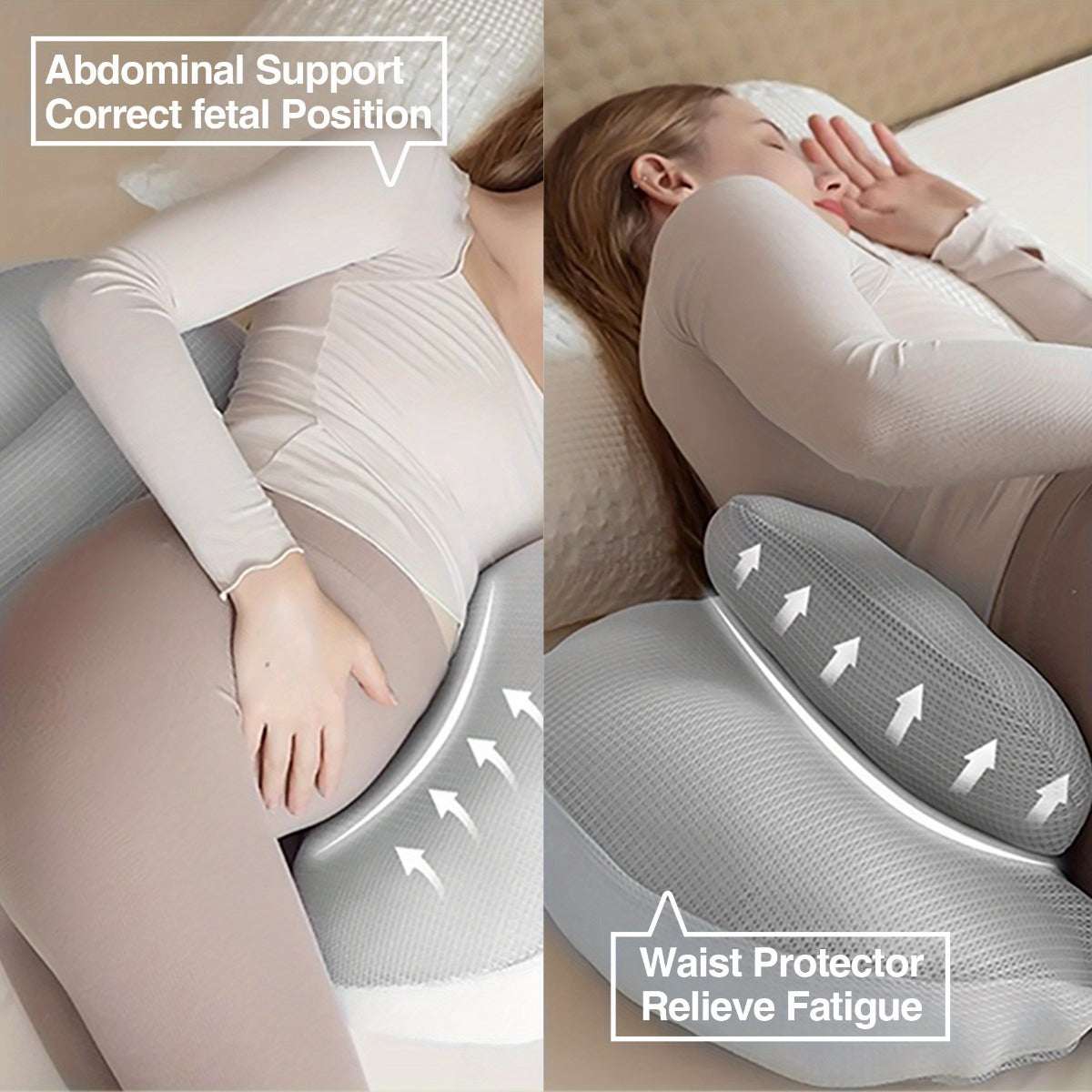 Adjustable Ergonomic Maternity Pillow for Side Sleeping Sky Gray