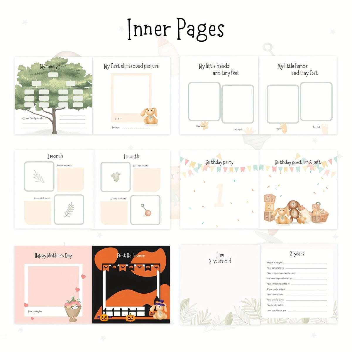Baby Keepsake Journal with 12 Monthly Milestone Stickers