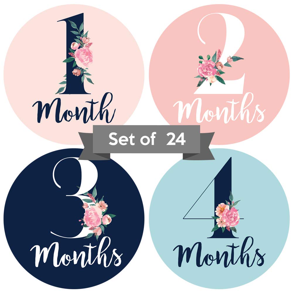 Monthly Milestone Stickers Floral Milestone Stickers 24pcs