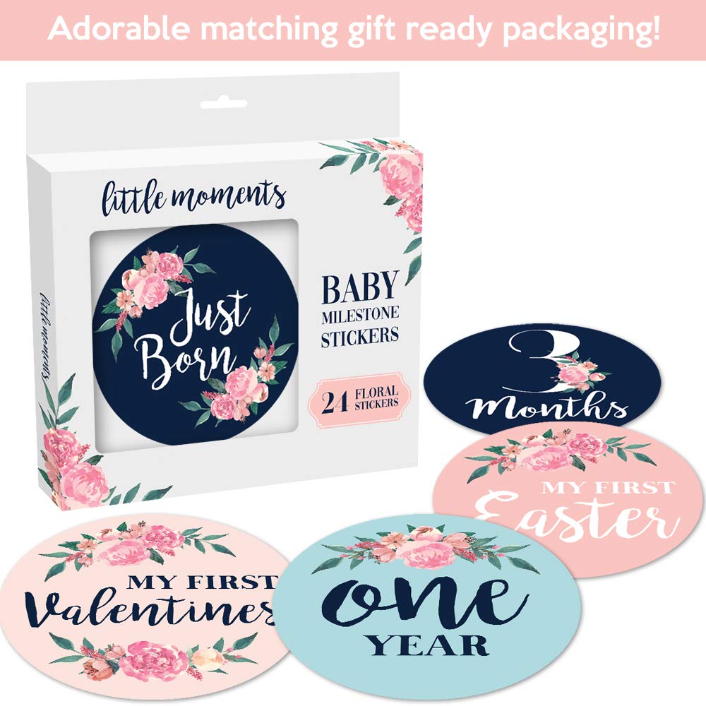 Monthly Milestone Stickers Floral Milestone Stickers 24pcs