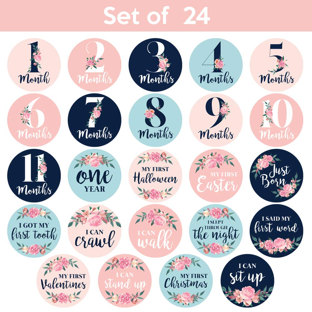 Monthly Milestone Stickers Floral Milestone Stickers 24pcs