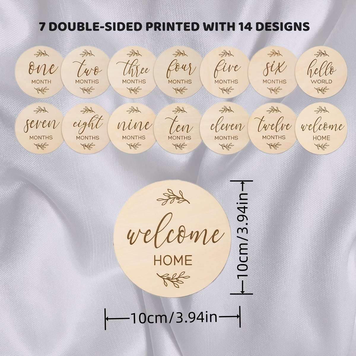 Wooden Double-Sided Monthly Milestone Cards 7pcs